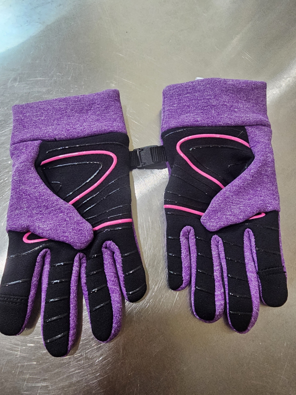 Head Purple and Black Gloves with Pink Trim